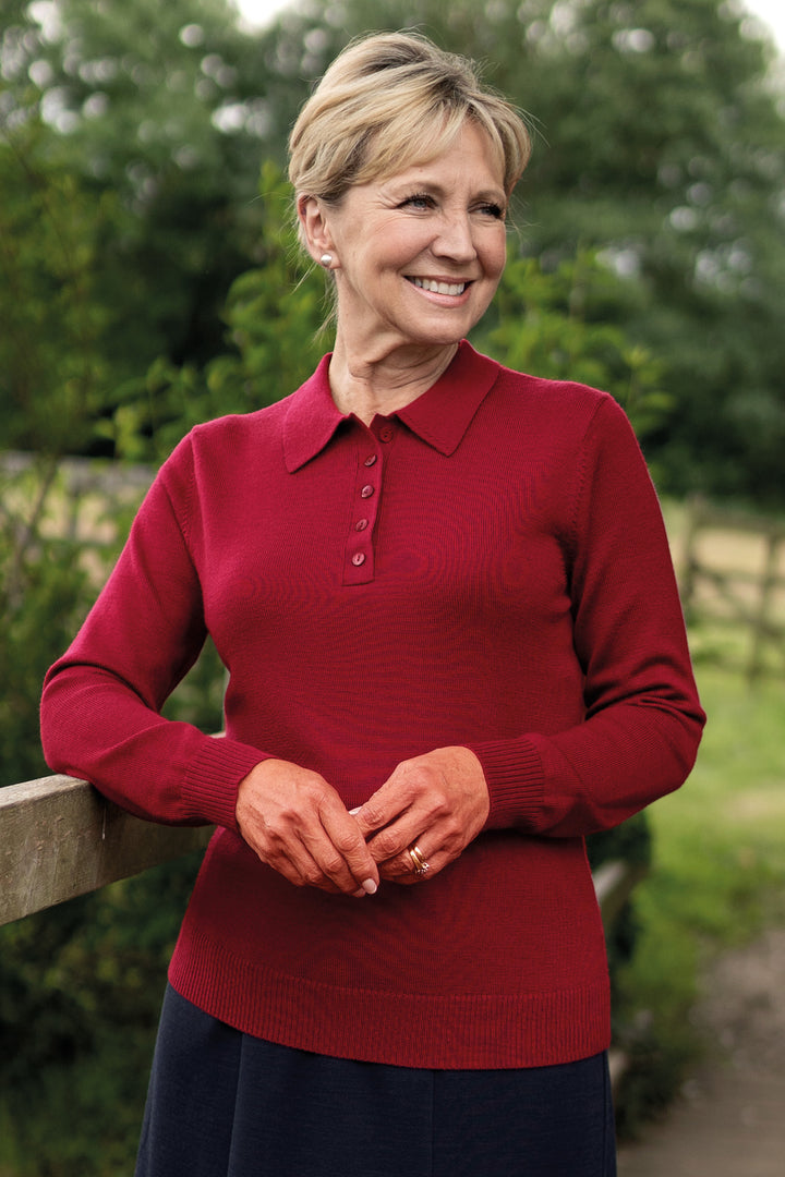 Merino Wool Polo Top