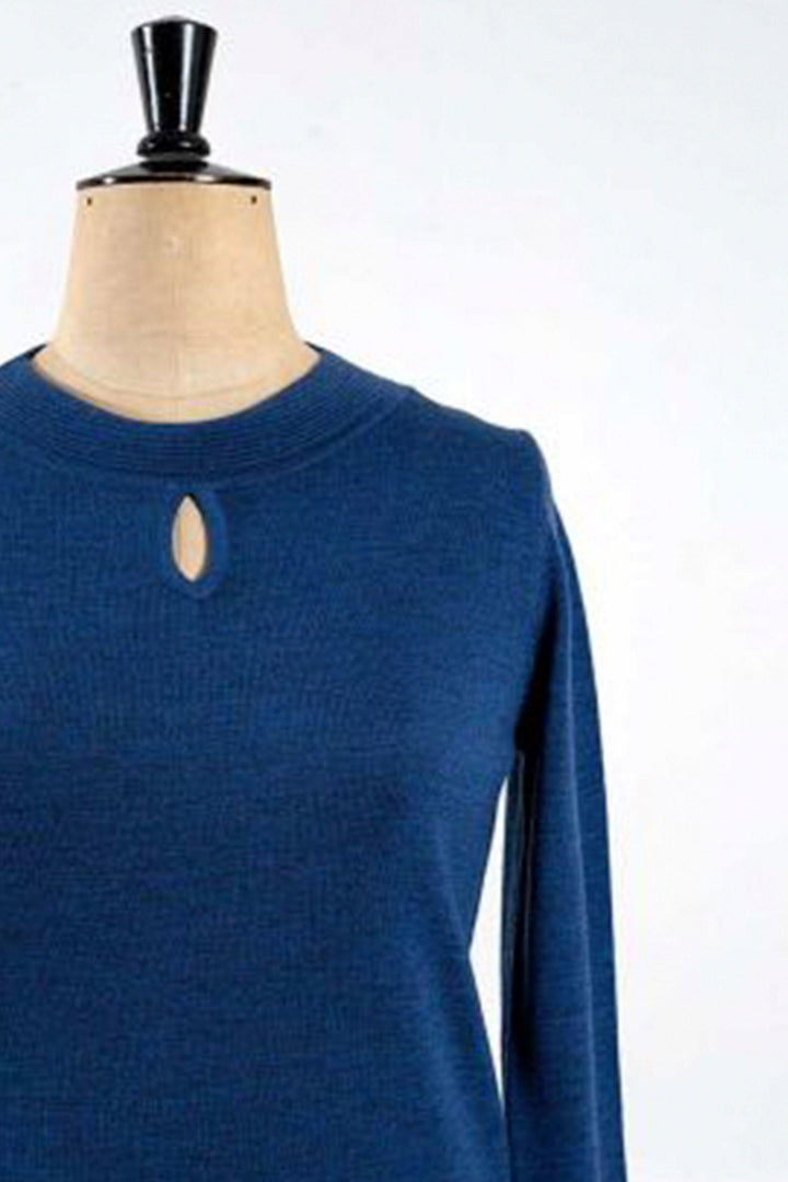 Merino Keyhole Jumper (Blue)