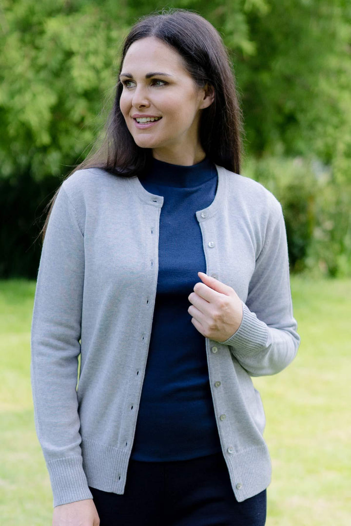 Poppy Merino Wool Cardigan (Silver)