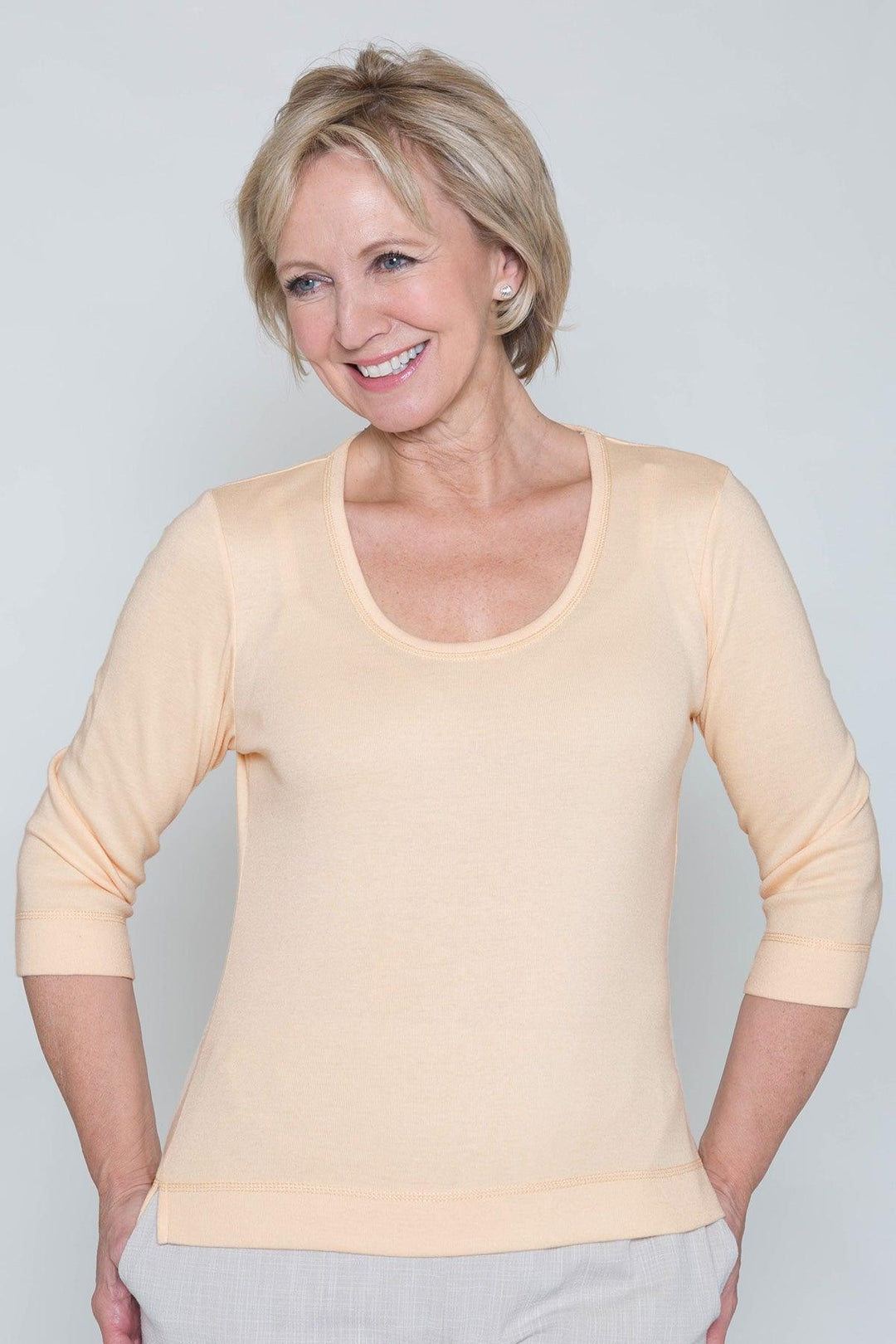 Poppy Ribbed Scoop Neck Top (Daffodil)