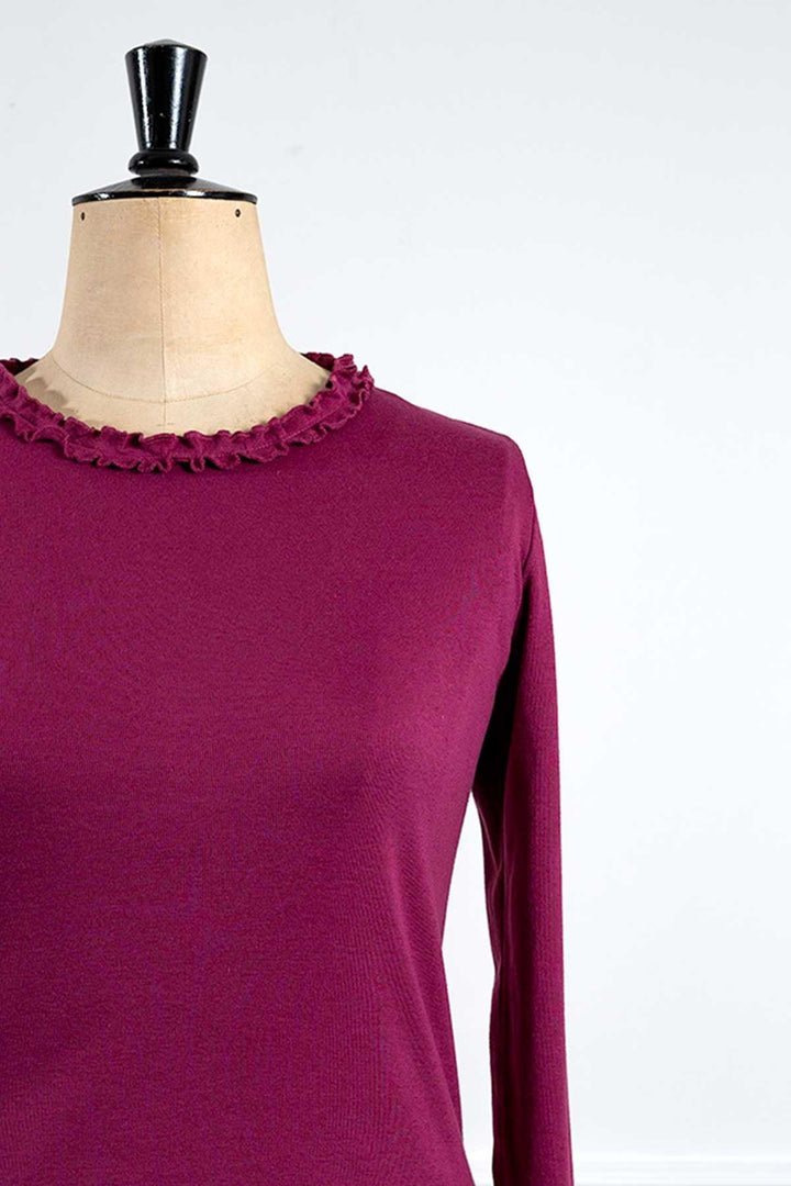 Ruffle Neck Top (Dewberry)