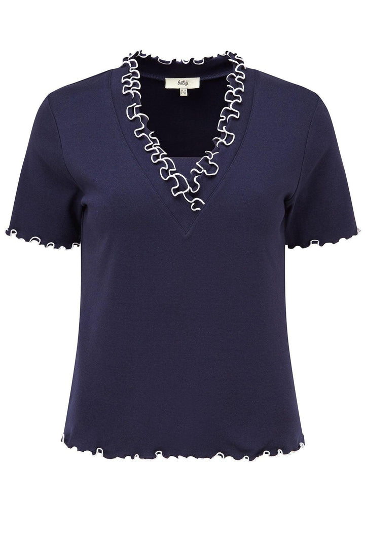 Betsy Ruffle V Neck T-Shirt - Carr & Westley