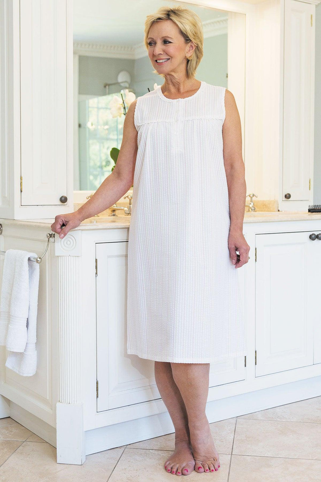 Sleeveless Seersucker Nightdress - Carr & Westley