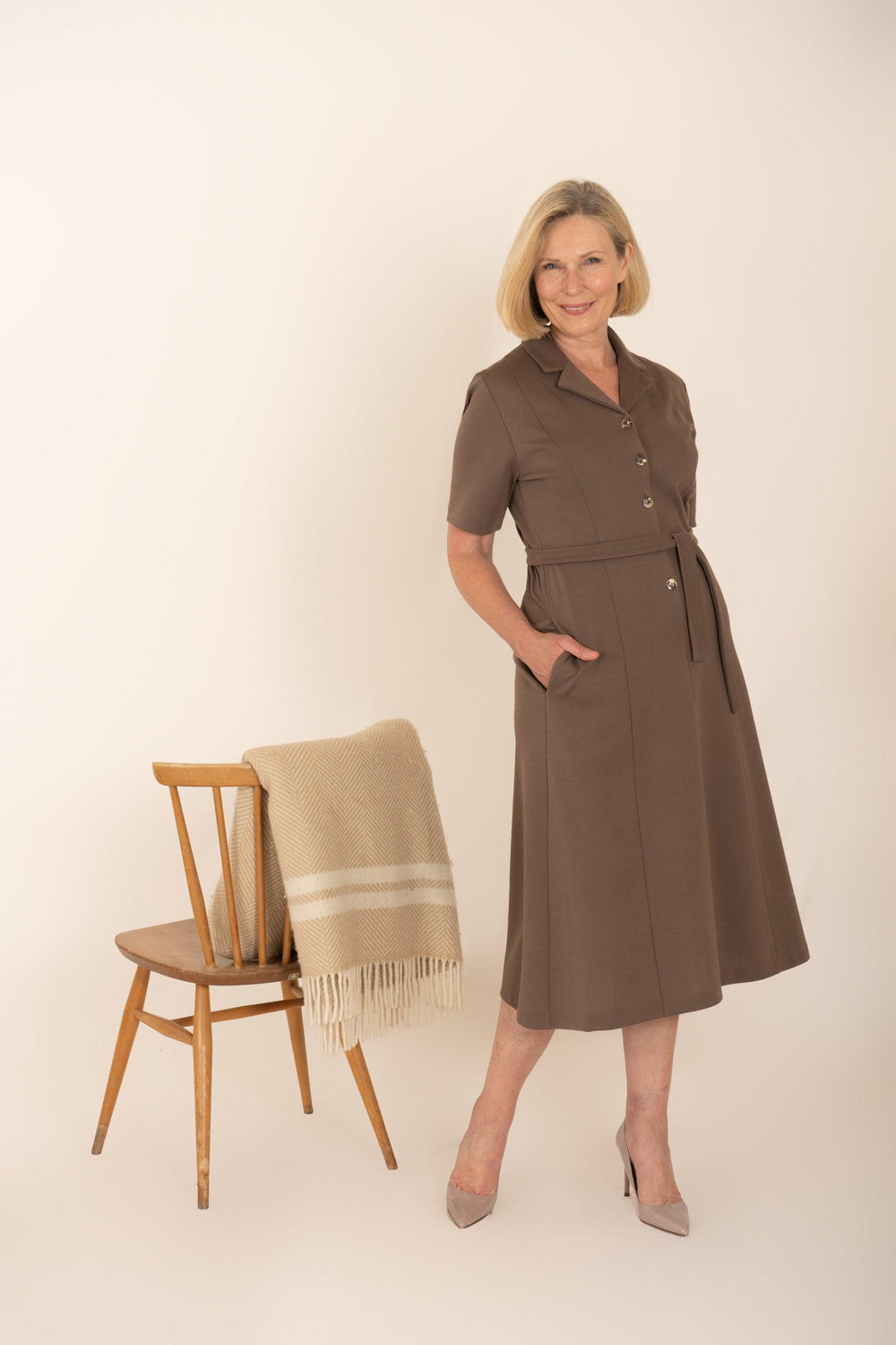 Tweedle Dress - Taupe - Carr & Westley