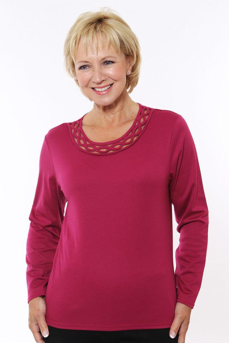 Twist Neck Jersey Top (Dewberry)