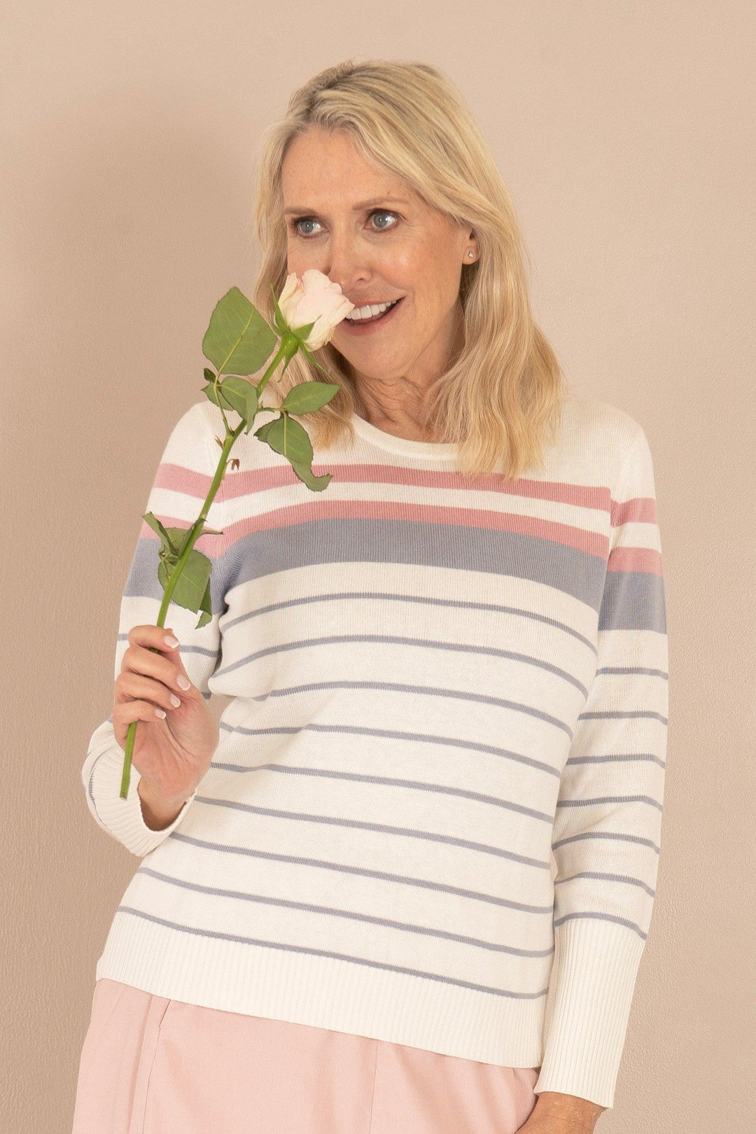 Round Neck Stripe Jumper - Carr & Westley