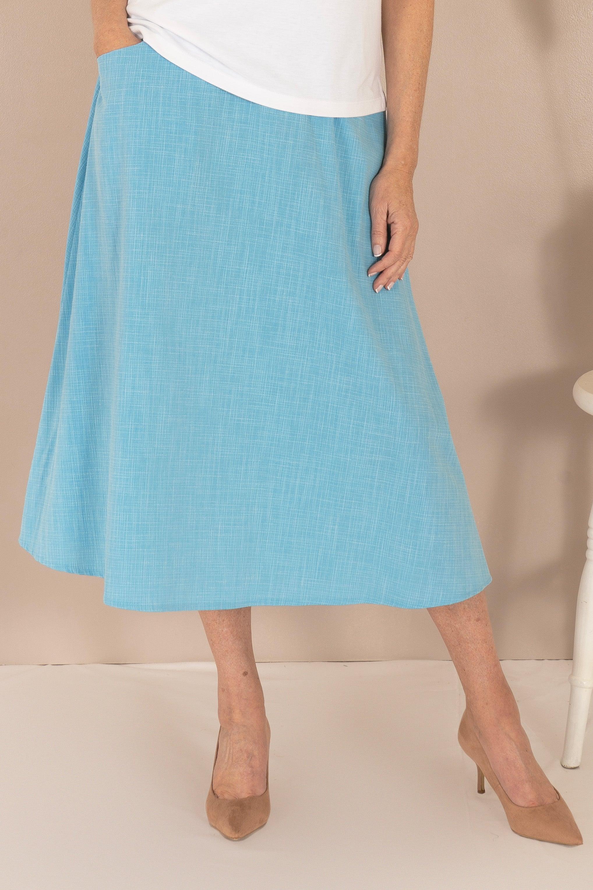 Newhaven Waffle Skirt (Turquoise) - Classic Skirts – Carr & Westley