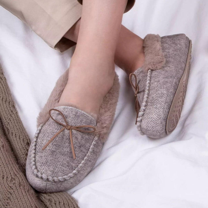 Herringbone Velour Moccasin - Carr & Westley